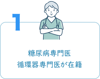 糖尿病専門医、循環器専門医が在籍